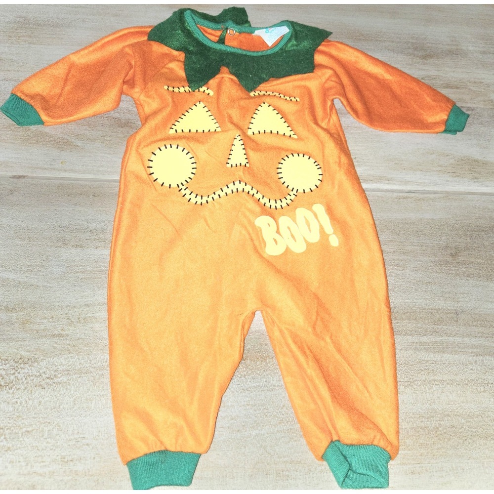 Vintage Baby Costume Halloween Pajamas Size Small Kleinert's BabyGro Pumpkin NWT